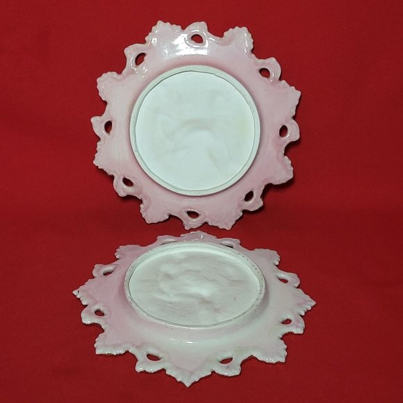 VTG Decorative Dish Cupid & Victorian Woman Gold Pink Painted Fluer De Lis Borde - Picture 5 of 11